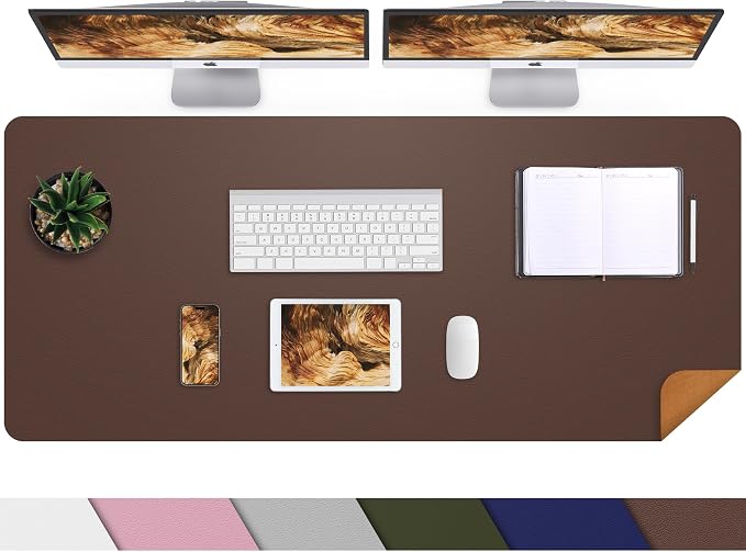 AFIING Cork Desk Mat 47" x 23.6", Dual-Sided Natural Cork & PU Leather Desk Pad by AFIING