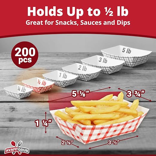 Heavy Duty, Greaseproof .5 Lb Paper Food Trays 200 Pk. Recyclable, Coated Mini - Image 2