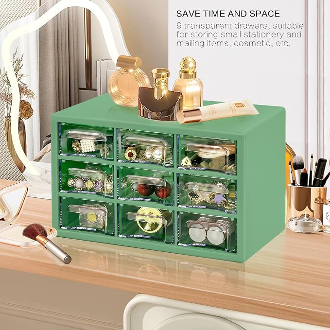 Desk Storage Organizer with 9 Drawers, FODIENS Stackable Desktop Craft Drawer - Image 4
