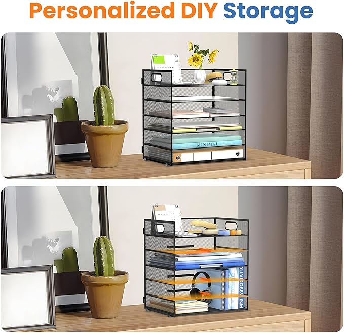 Daltack 6 Tier Paper Organizer for Desk, Paper Letter Tray Organizer for Desks - Image 2