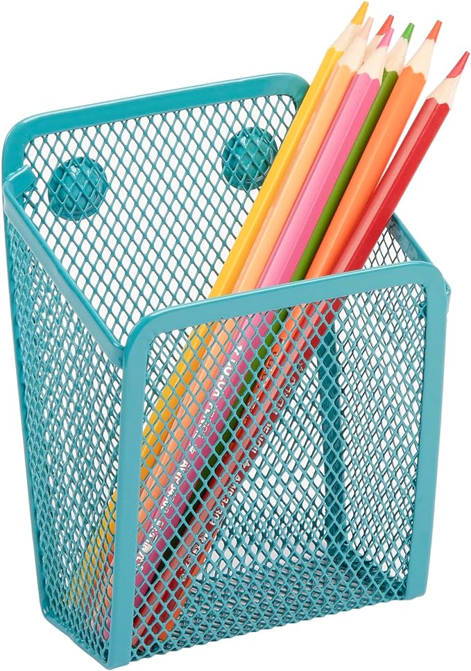 Magnetic Pencil Holder, Mesh Stainless Steel Pen Basket, Metal Writing Utensil by Sanpaint