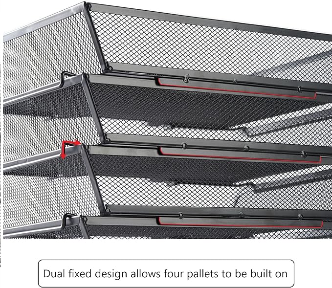 4 Tier Mesh Stackable File Trays Letter Trays, Office Paper Organizer - Image 4