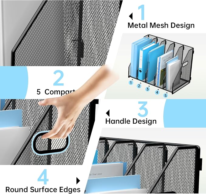 MINDEPOT Desk File Organizer Metal Desk Magazine Folder Holder - Image 5