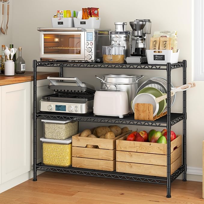 DurayLoly 35.6" W Storage Shelves, 3 Tier Adjustable Metal Shelving Unit Heavy - Image 2