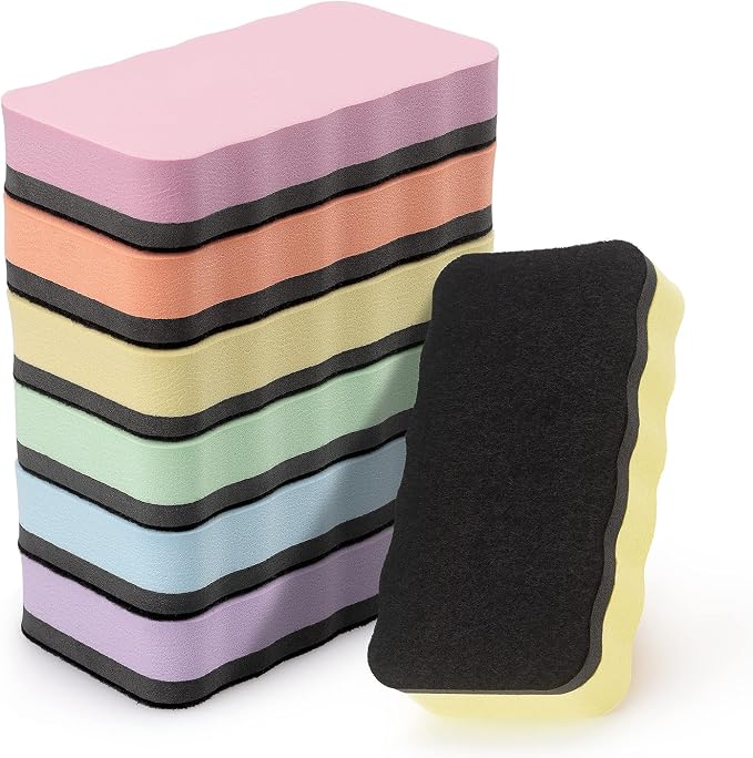 Tamaki 6 Pack Magnetic Dry Eraser Erasers 4.2'' x 2.2'', Wavy | Dry Erasers by Tamaki