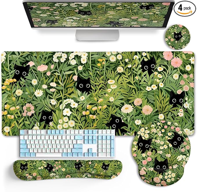 LIMKRIAN Cat Mouse Pad with Wrist Rest, Gaming Ergonomic Mouse Pad Wrist Support by LIMKRIAN