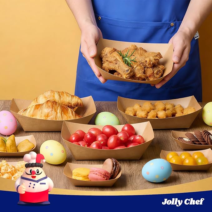 JOLLY CHEF 3lb Paper Food Trays, 250 Pack Disposable Boat, Extra Large Food - Image 4