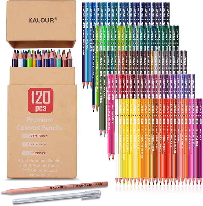 KALOUR Premium Colored Pencils, Artists Soft Core by KALOUR
