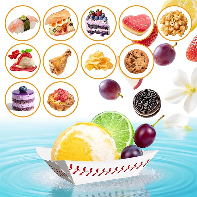 200 Pack 1/2Lb Paper Food Boat Trays, Baseball Birthday Decorations Baseball - Image 5