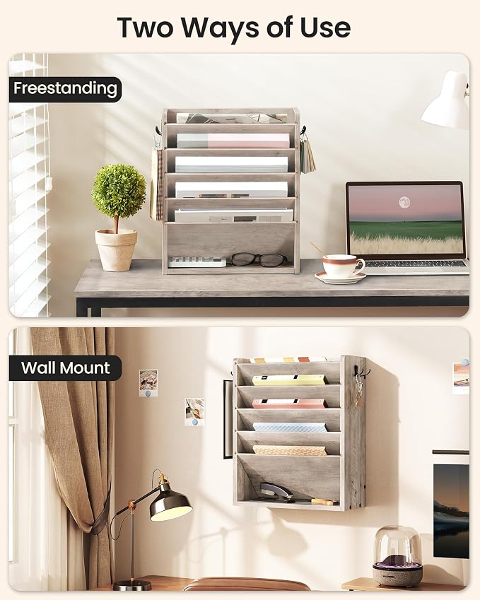 CHOEZON Wall File Organizer, 6-Tier Vertical Mount Hanging Holder - Image 4