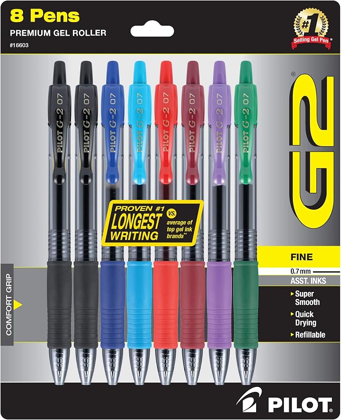 Pilot G2 Premium Refillable and Retractable Gel Ink Pens Fine Point, by PilotCorporationofAmerica