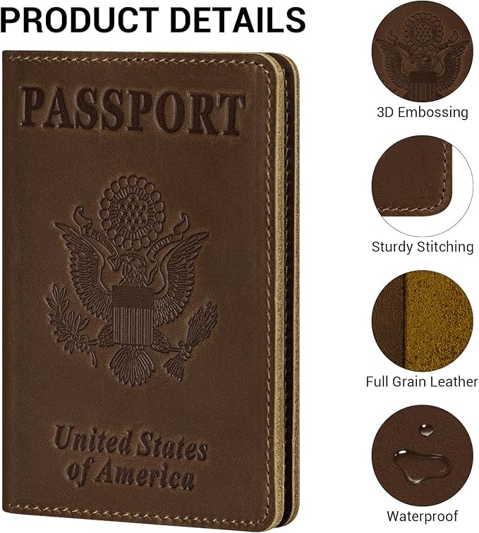 BIAOTIE Premium Leather Passport Holder Covers, Rfid Travel Wallet Passport - Image 4