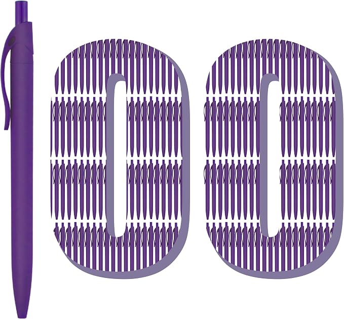 deegtran Pens Bulk, 100 Pack No Bleed Purple Barrel Click Pens, Wholesale by DEEGTRANPENS