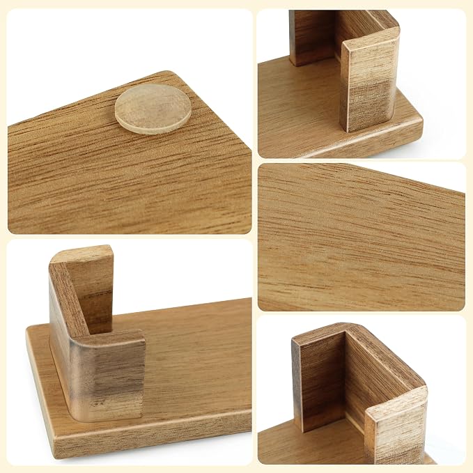 Business Card Holder for Desk, Acacia Wood Desktop Name Card Display Stand & - Image 2
