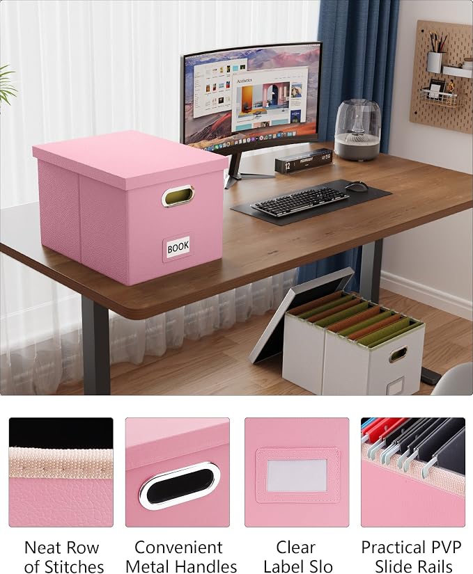 Oterri 2 Pack File Storage Organizer Box, Filing Box, Portable File Box - Image 5