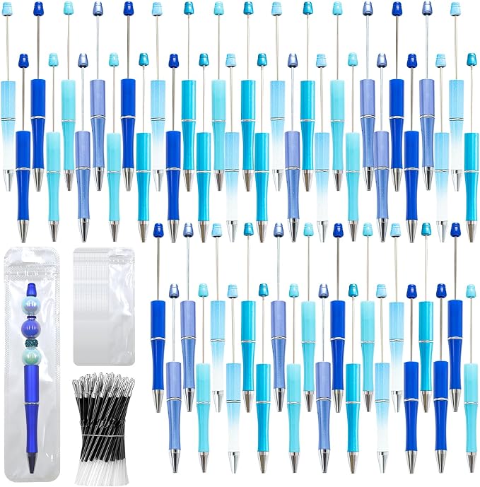 150 Pieces DIY Beadable Pen Kit – 50 Plastic Ballpoint Pens by DASTTUIS