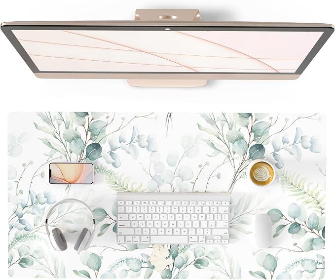 QIYI Large Mouse Pad for Desk, Cute Desk Mat for Desktop, Women Girls Green by QIYI
