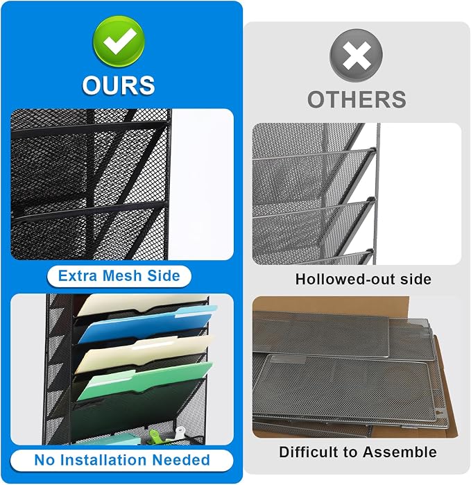 EASEPRES Desk File Organizer Mesh 11-Tier, Hanging Wall Mount Document - Image 5