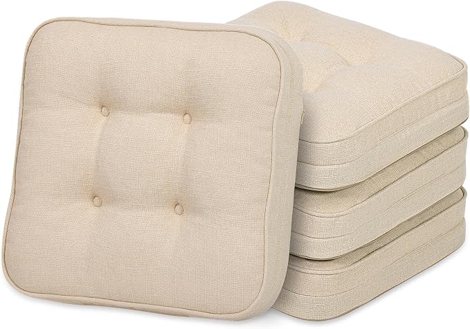 GOFORIT Chair Cushions Set of 4, Tufted Shredded Memory Foam Chair Pads by Unknown