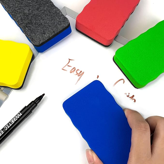 8 Pack Dry Erase Erasers, Magnetic Whiteboard Eraser, 4 Colors White Board - Image 5
