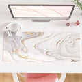 QiyI White Mouse Pad, Cute Marble Large Desk Mat, PU Leather Desk Protector by QIYI