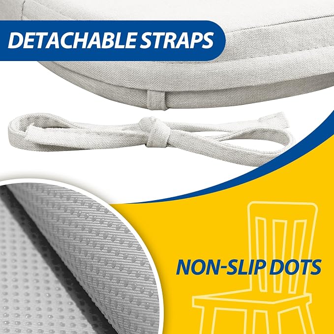 AAAAAcessories D-Shaped Chair Cushions, Machine-Washable Cover, INatural Linen - Image 5