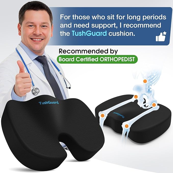 TushGuard Seat Cushion for Office Chair Memory Foam Non-Slip Desk Seat Cushion - Image 5