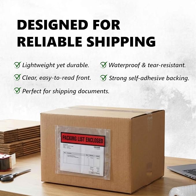 Pack of 1200 Packing Slips Pouches 4.5" x 5.5", Shipping Label Sleeves - Image 6