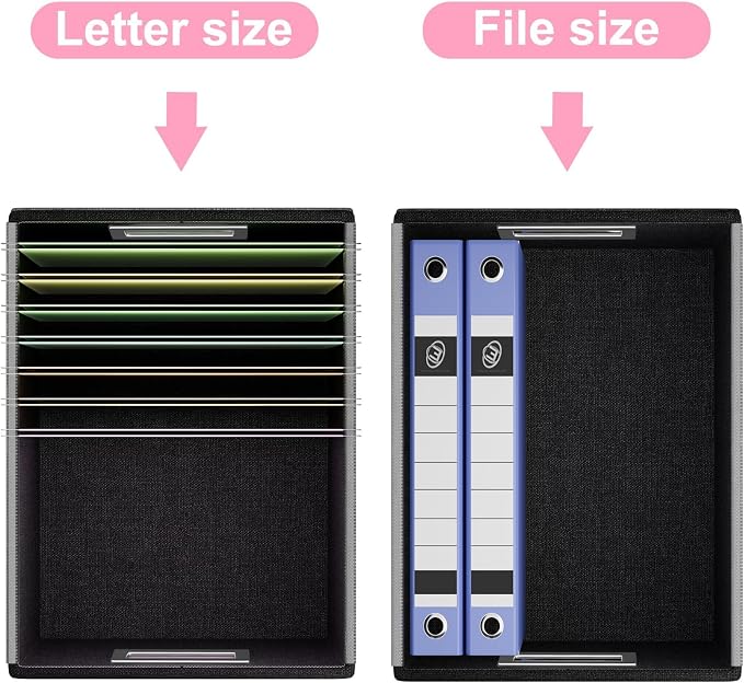 File Organizer Box with Lid, Collapsible Leather File Folder Organizer - Image 3