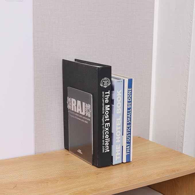 4pcs Clear Book Ends for Heavy Books, Acrylic Book Shelf Organizer for Desk - Image 5