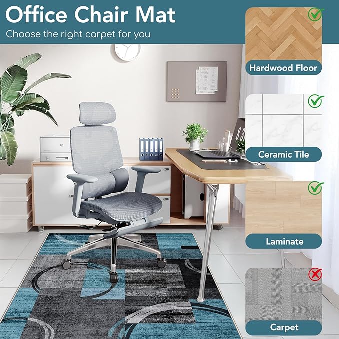 Office Chair Mat for Hardwood Floor&Tile Floor, Under Desk Rug for Rolling - Image 3