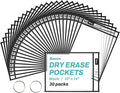 SUNEE 30 Packs Oversized Reusable Dry Erase Pocket Sleeves by SUNEE