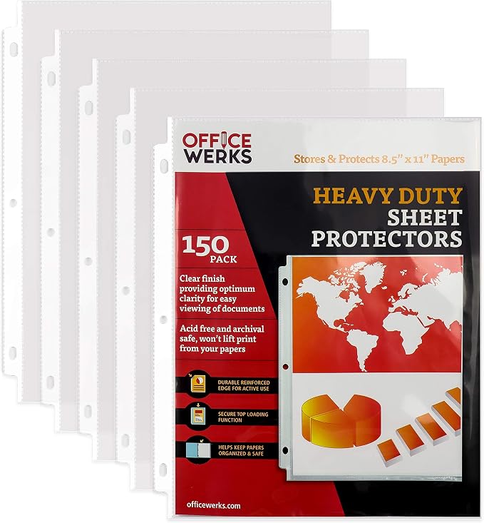 Office Werks Archival-Quality Document Protectors | Reinforced Clear Sheet by Office+Werks