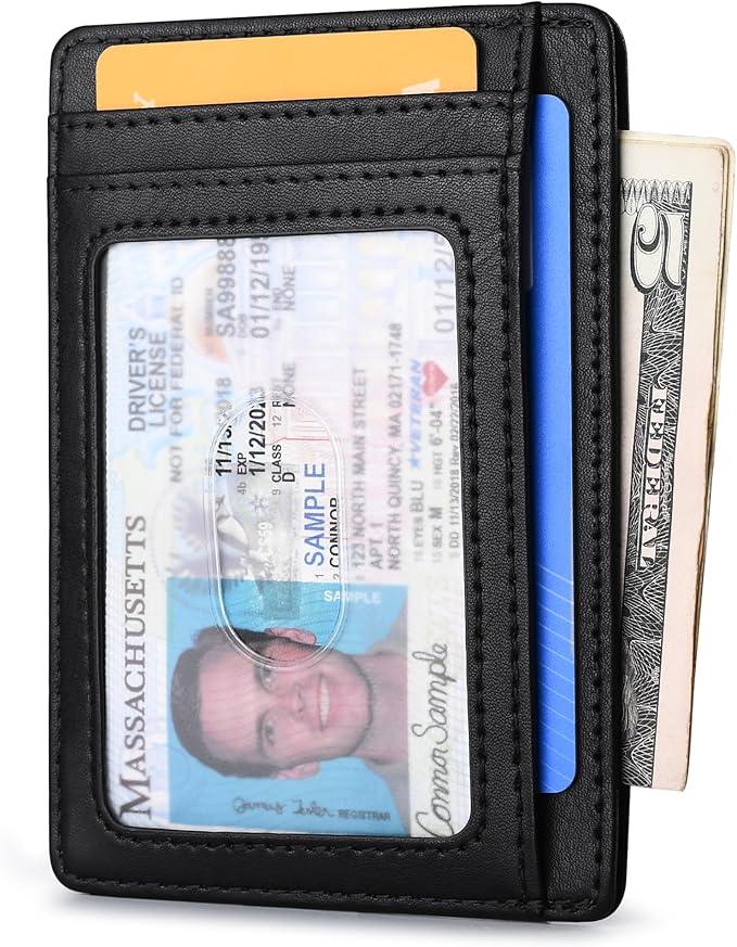 Buffway Slim Minimalist Front Pocket RFID Blocking Leather Wallets - Image 2
