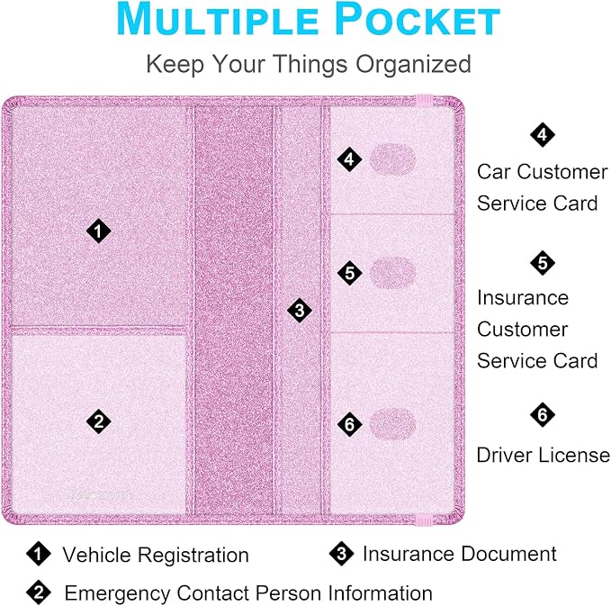 Wisdompro Car Document Holder Organiser, PU Leather Vehicle Insurance and - Image 2