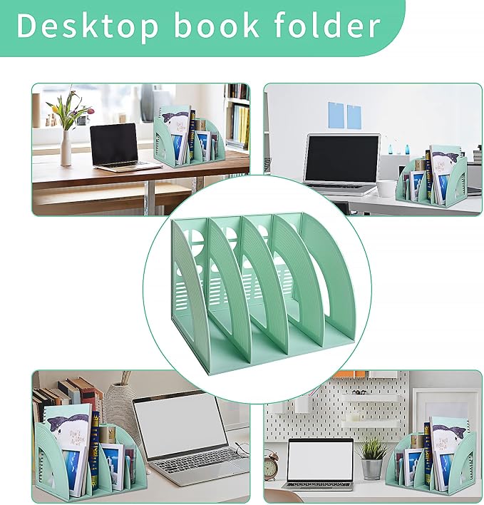 SAYEEC Sturdy Magazine Holder 4 Compartments Plastic Desktop File Organizer - Image 7