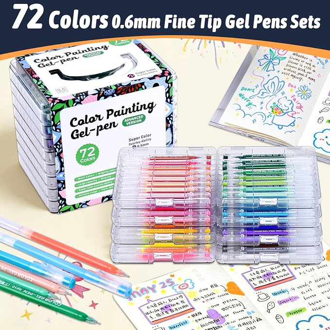 Gel Pens Set for Coloring, 72 Colors Gel Pens Markers for Adult Coloring Books - Image 2