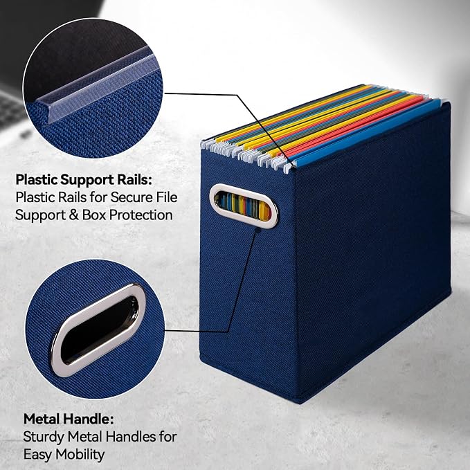 4 Pack Letter Size File Storage Box Collapsible, Fabric Hanging File Folders - Image 4