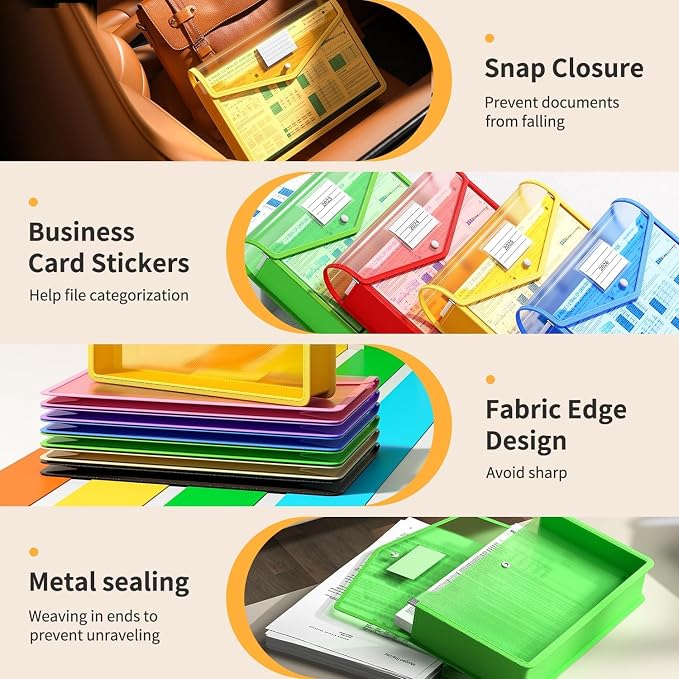 3 Pack Plastic Expanding File Folder, Transparent Envelopes - Image 4