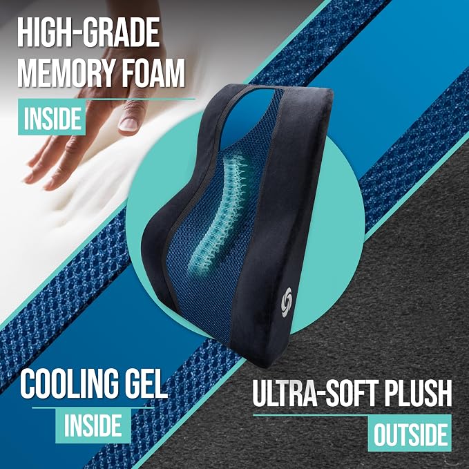 Samsonite Memory Foam Lumbar Support Pillow, Ergonomic Back Cushion - Image 4