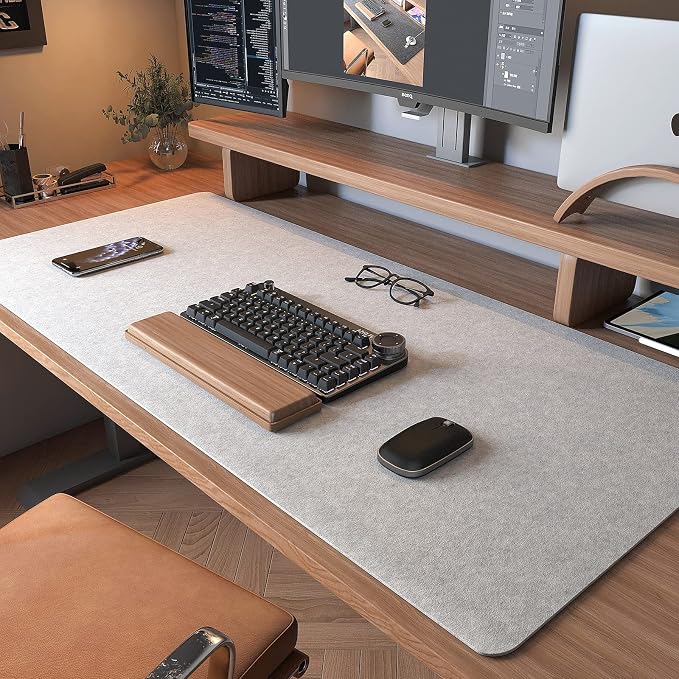 DAWNTREES Non-Slip Felt Desk Mat | 36''x16'' | Large Computer Desk Mat Keyboard - Image 2