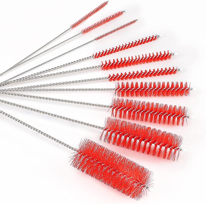 CiaraQ Bottle Cleaning Brushes, 8 Inch Nylon Tube Brush Set | Red Cleaner - Image 6