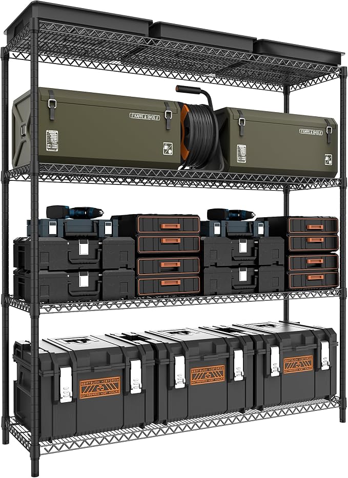 M MZG 2800LBS 59" W 4 Tiers Storage Shelves Load, Metal Shelving Wire Metal by MEIGAOPLASTICANDMETALHKCOLIMITED