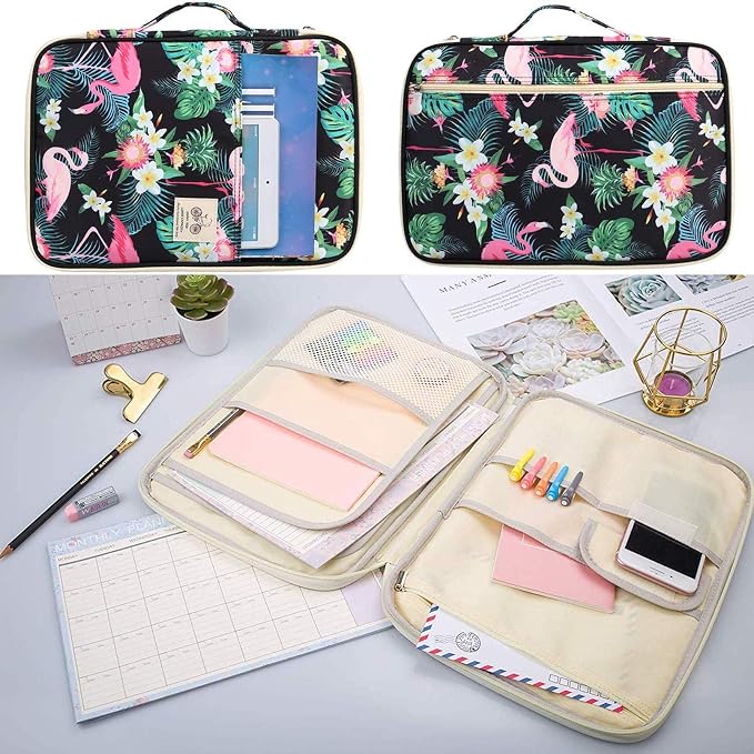 JAKAGO A4 Travel Portfolio Multifunctional Document Organizer Zippered Case - Image 3