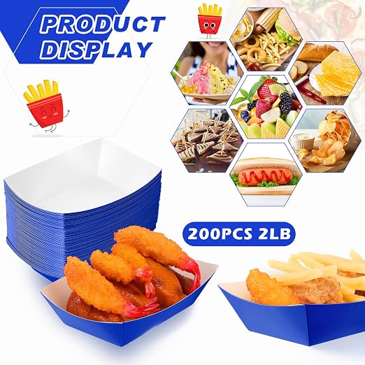 Yinkin 200 Pcs Paper Boat Disposable Graduation Food Trays Nacho Trays Kraft - Image 3