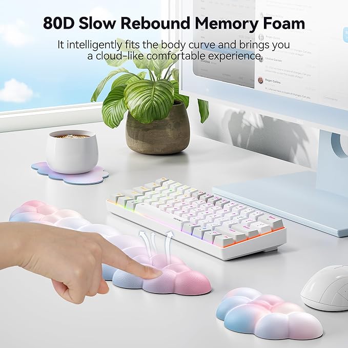 TECKNET Cloud Keyboard Wrist Rest Set, Cloud Wrist Rest - Image 3