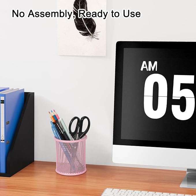 EasyPAG Pencil Holder for Desk, 2 Pack Metal Pen Organizer, Mesh Pencil Cup - Image 3