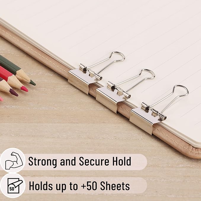 Mr. Pen- Small Binder Clips, Small Size | Silver Metal Binder Paper Clips - Image 3