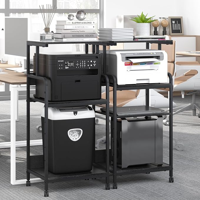 Arbuxzuy 4 Tier Stand with Storage Shelf, Tall Mobile Printer Table - Image 7