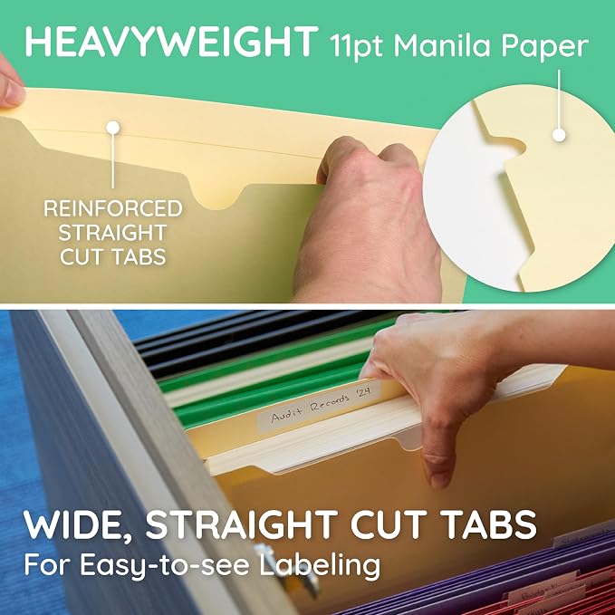 Blue Summit Supplies 2 Inch Manila File Jackets, Reinforced Straight Cut Tab - Image 4